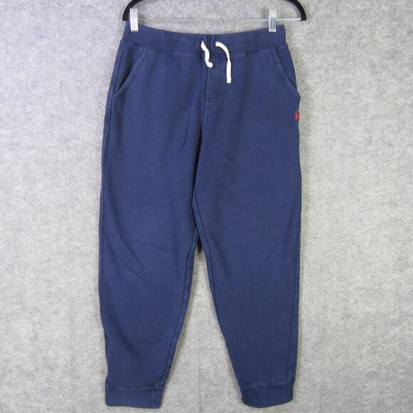 Polo Ralph Lauren Pants Boys XL 18-20 Blue Fleece Joggers Sweatpants Drawstring - Picture 1 of 6
